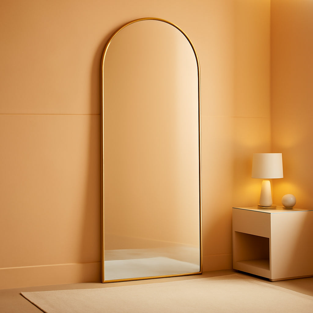 Arched Full Length Floor Mirror Seventy One By Twenty Six Gold-0