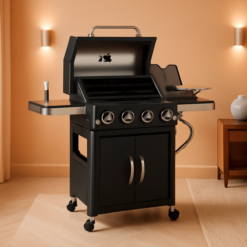 Propane 4-Burner Grill And Griddle Porcelain-Enamel Cast-Iron-0