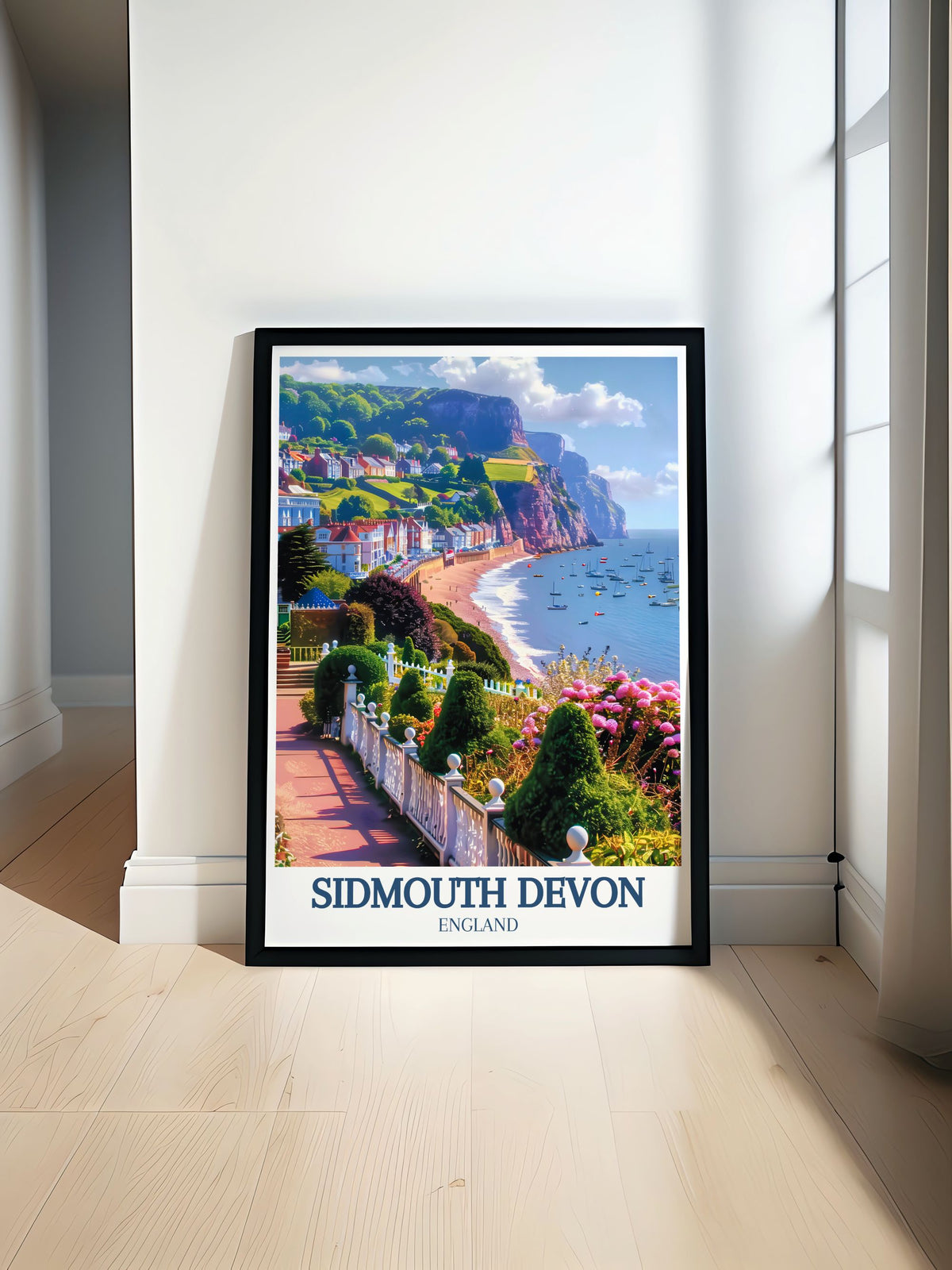 Sidmouth Devon Framed Art Jurassic Coast Gallery Wall Art Sidmouth Beach Travel Posters The Esplanade Fine Art Prints-0