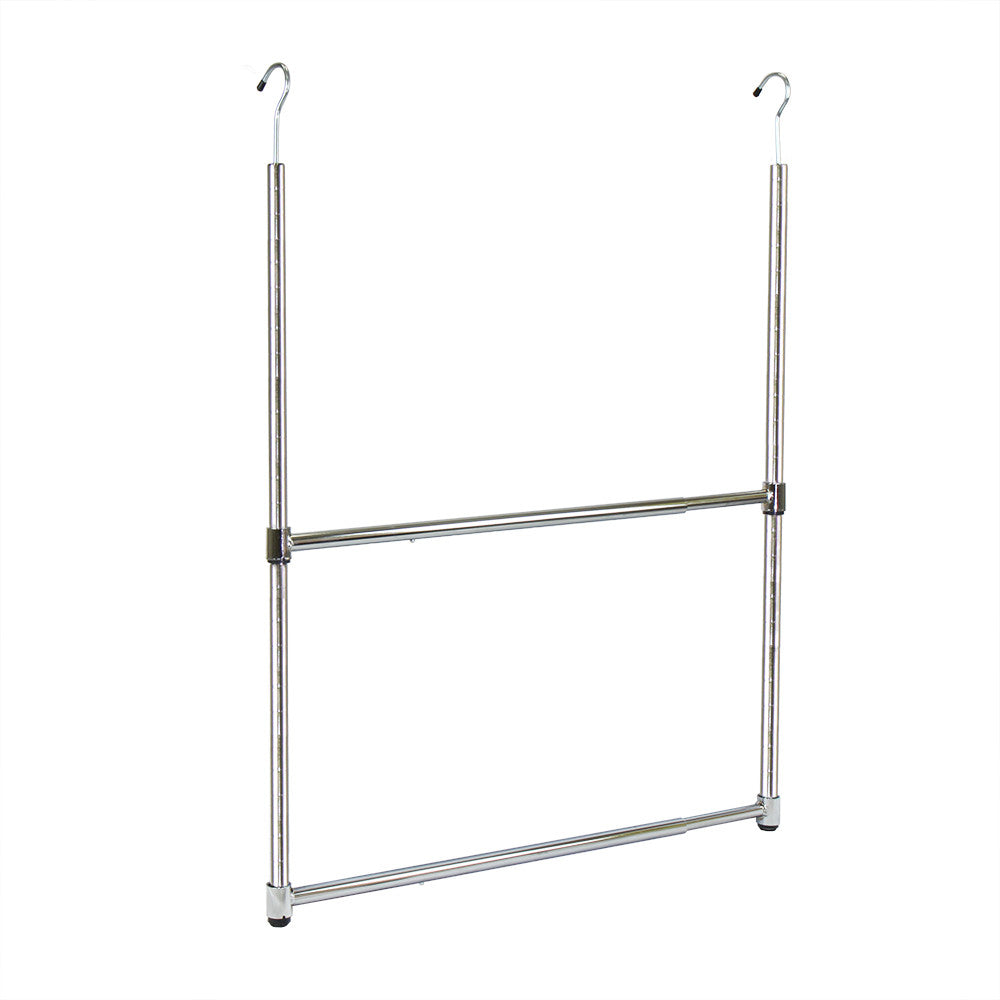 Oceanstar 2-Tier Portable Adjustable Closet Hanger Rod, Chrome-0