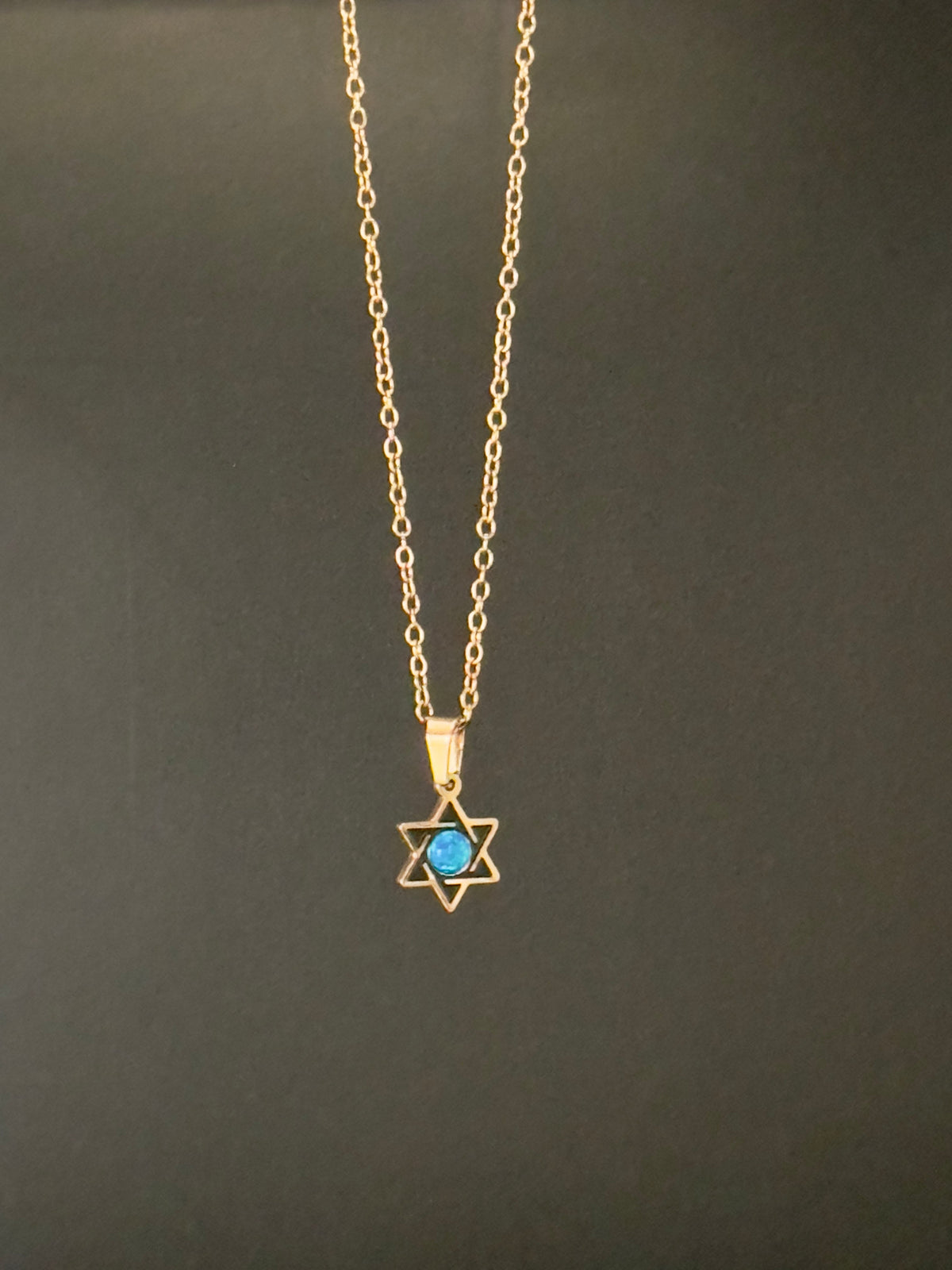 Star of David Necklace with Blue Opal-0