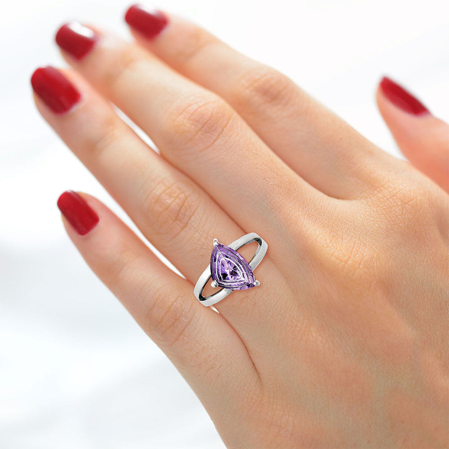 Handcrafted 925 Silver Trillion Cut Gemstone Engagement Style Ring AGR1007 R-1019
