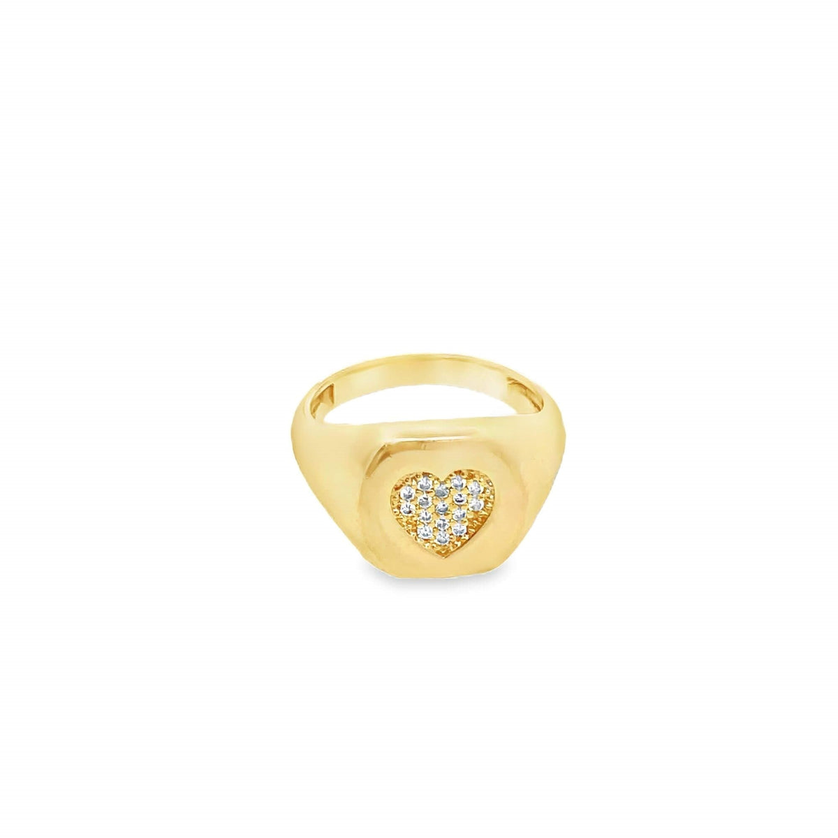 Heart CZ Pave Signet Ring   (D75A)-0