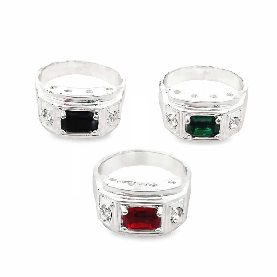 Rhodium Gemstone Designed Ring