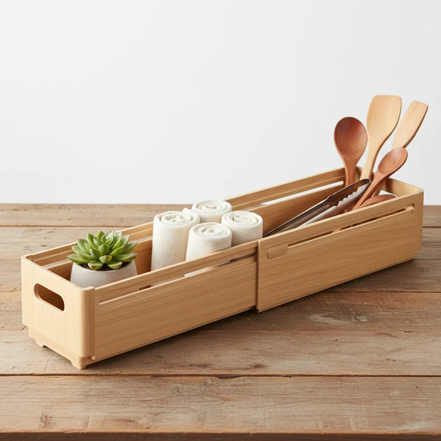 Adjustable drawer organizer Retractable Stackable Storage Box