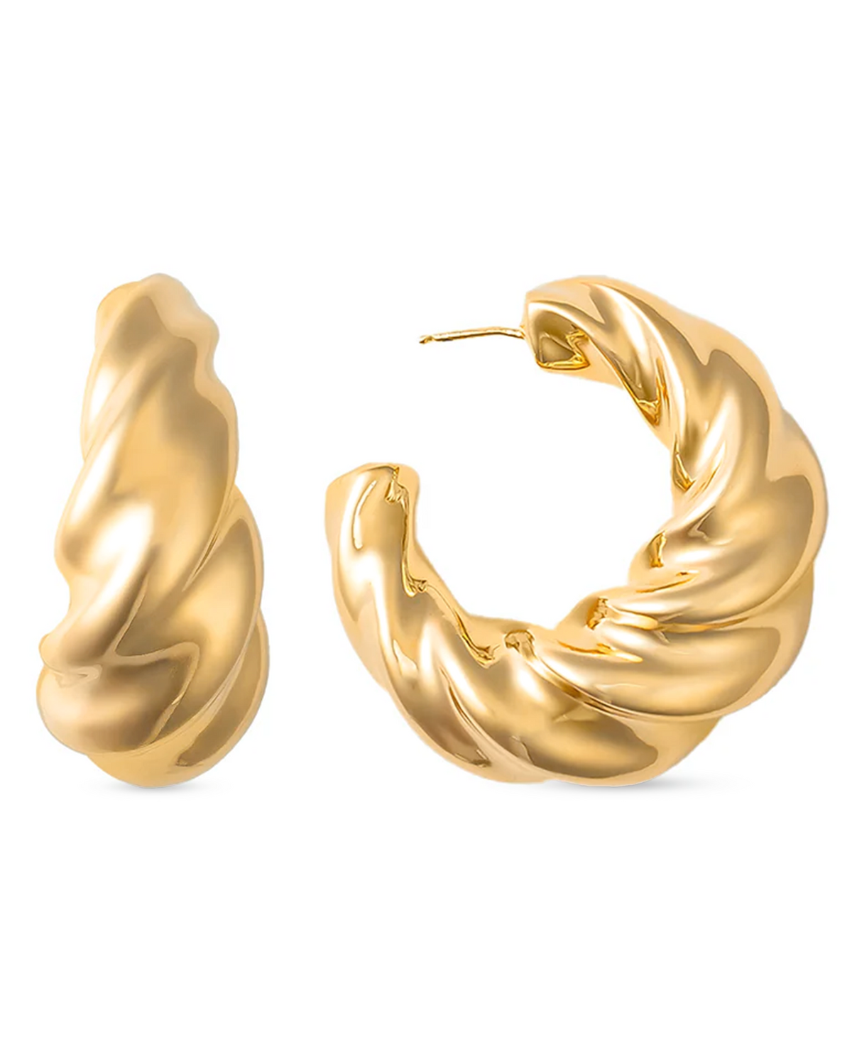 Alessandra Chunky Bold Hoop Earrings Silver-2