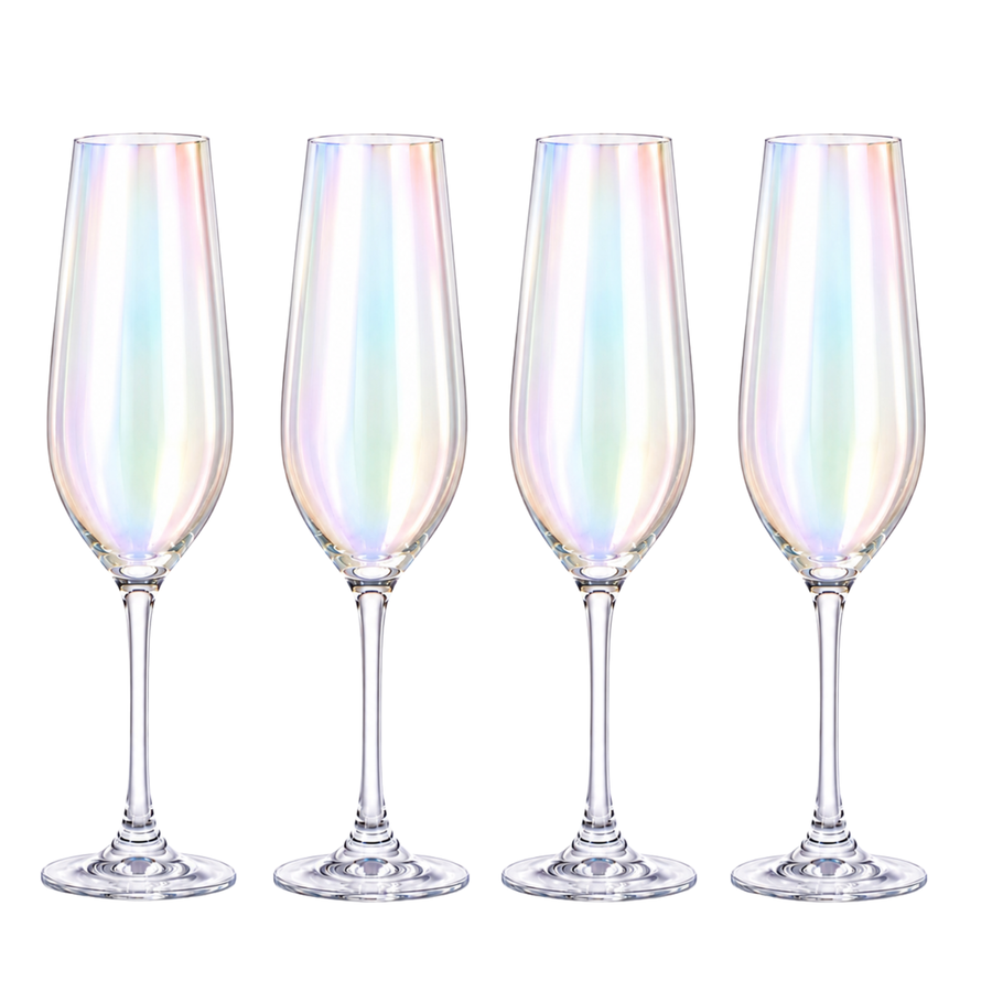 Iridescent Champagne Glasses Premium Barware Gift Elegant Drinkware Collection