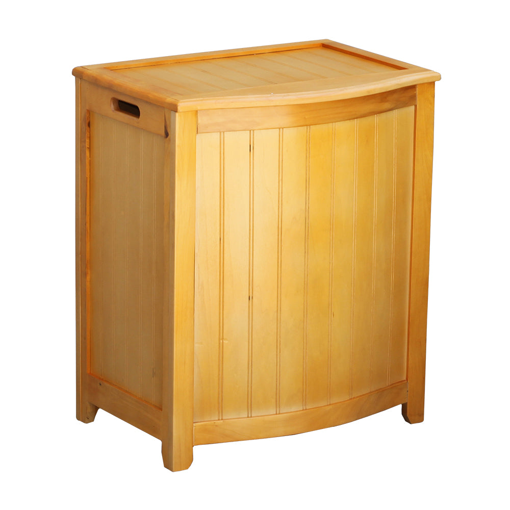 Oceanstar Bowed Front Laundry Wood Hamper - Brown-0