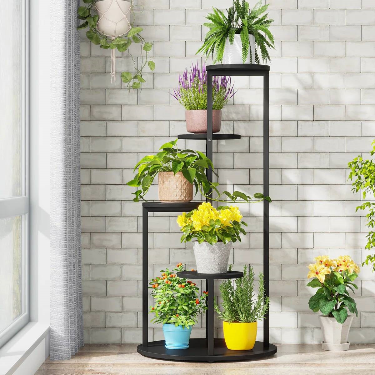Modern 5-Tier Indoor Plant Stand in Black-0