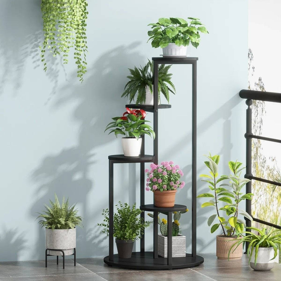 Modern 5-Tier Indoor Plant Stand in Black