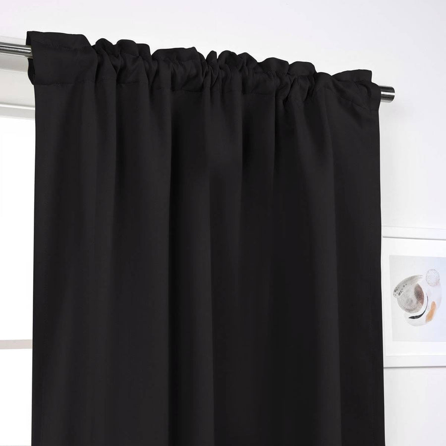 52 x 84 inch Solid Black Thermal Blackout Curtain Panels - Set of 2