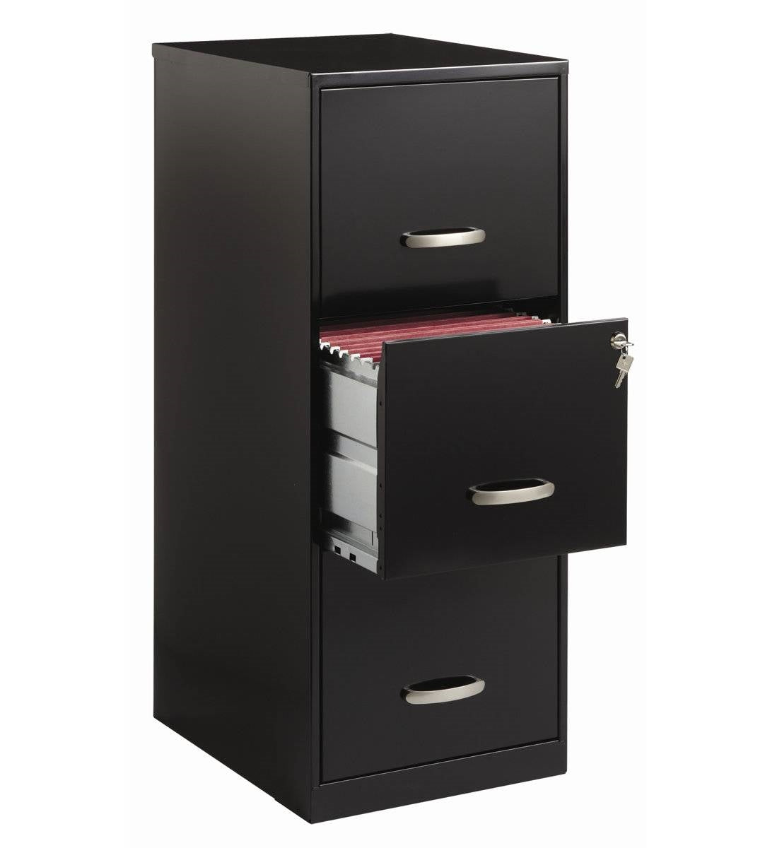 Black Metal 3-Drawer Vertical Key Locking File Cabinet — 10807068197203
