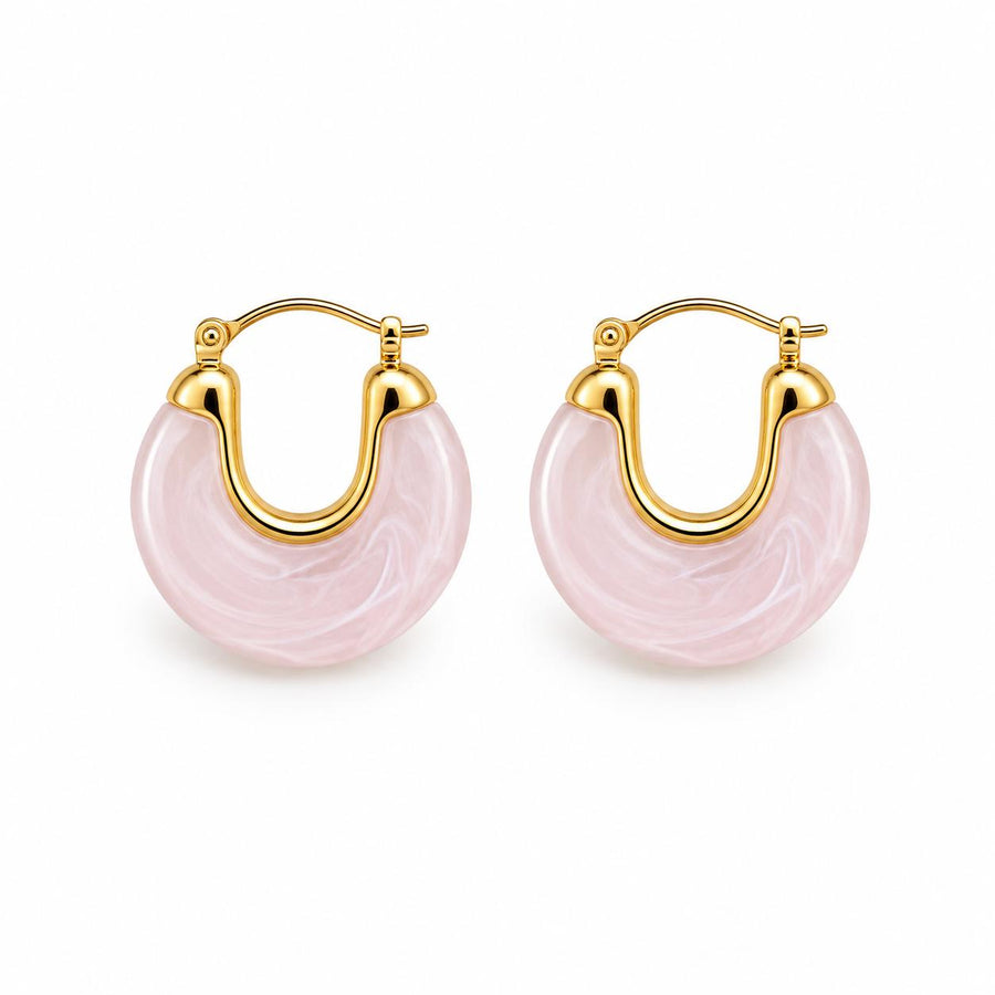 Marbled Resin Chunky Hoop Earrings