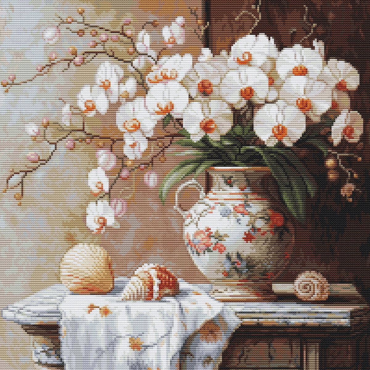 The Elegance of the Orchid Counted Cross-Stitch Kit by Luca-S B714L-0
