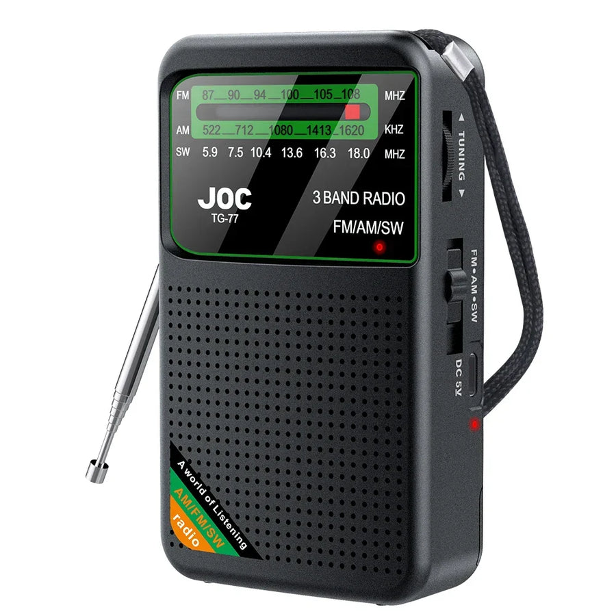 Battery-Operated Pocket Radio with AM/FM/SW Full Band Reception