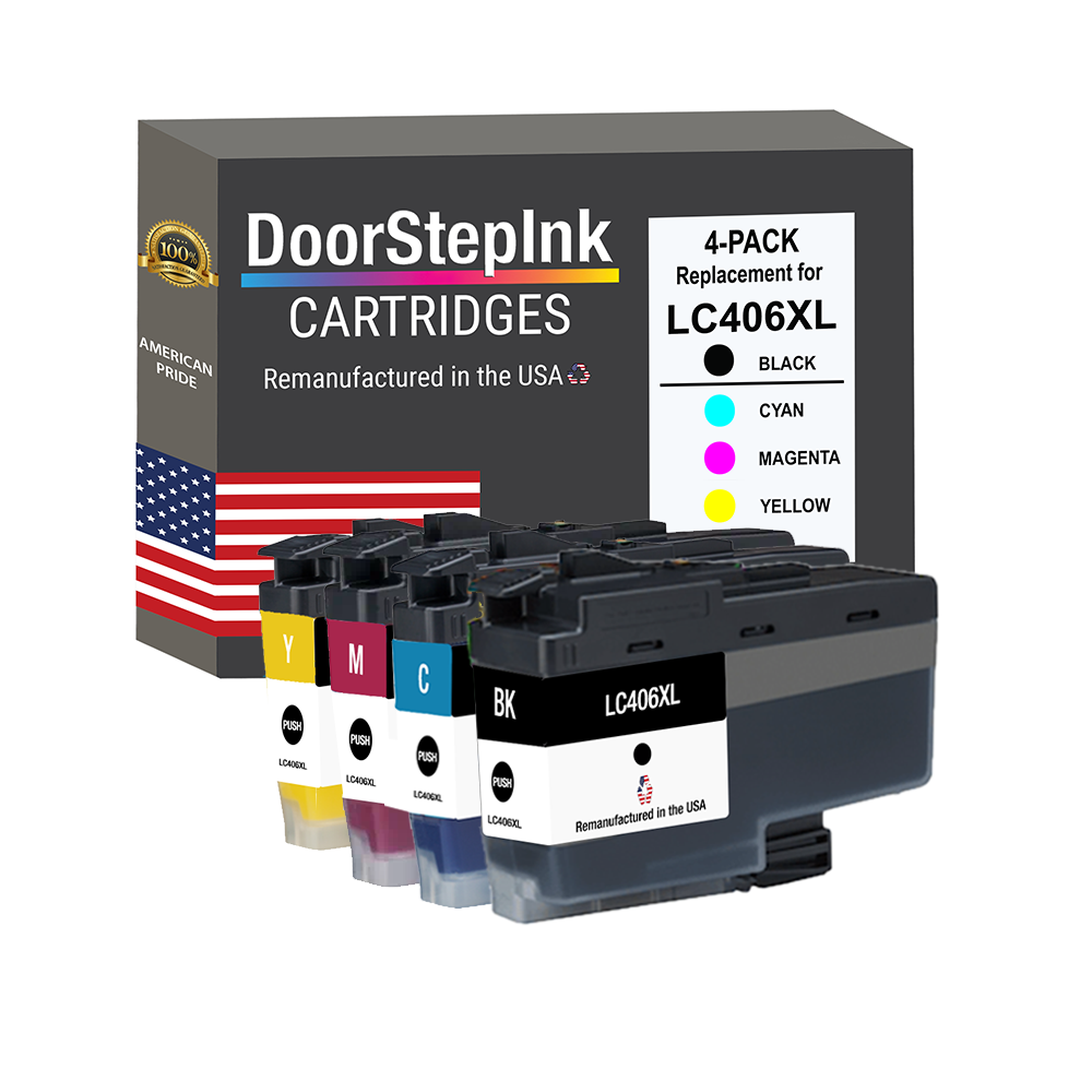 DoorStepInk Brand for Brother LC406XL High Yield 4-pack Remanufactured in the USA Ink Cartridge, LC406XL4PKS-0