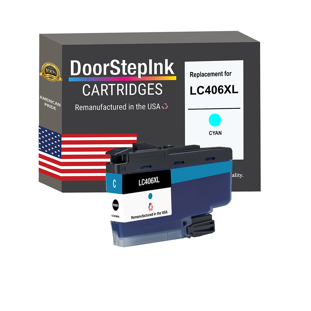 DoorStepInk Brand for Brother LC406XL Cyan High Yield Ink Cartridge Remanufactured in USA Ink Cartridge, LC406XLC-0