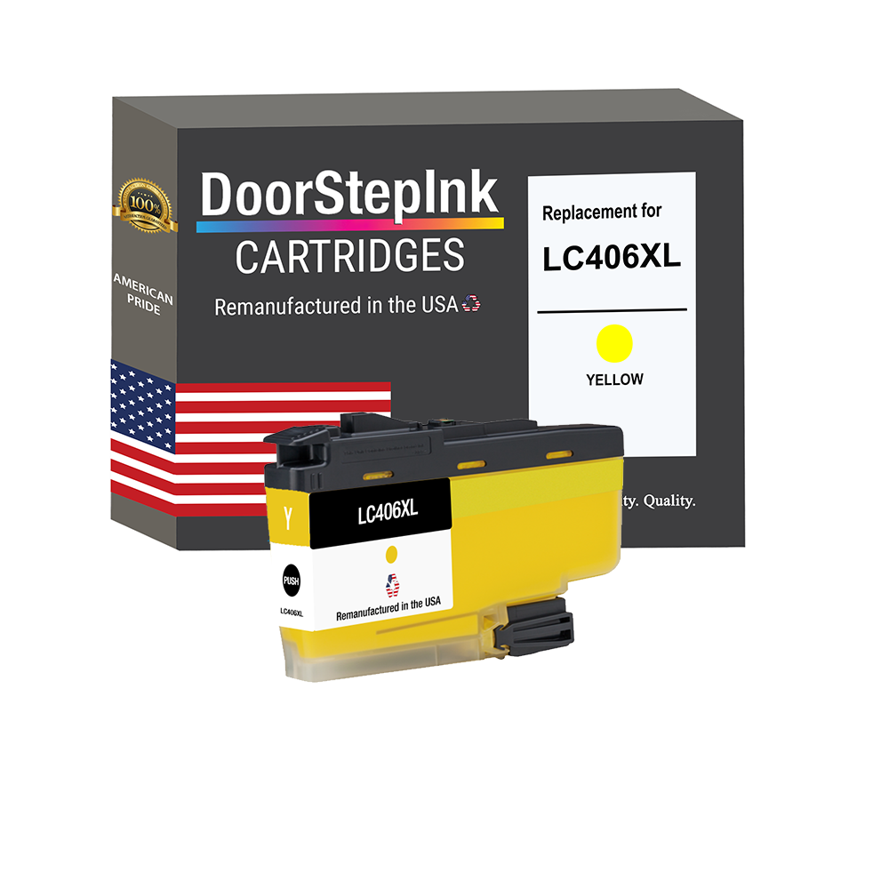 DoorStepInk Brand for Brother LC406XL Yellow High Yield Remanufactured in USA Ink Cartridge, LC406XLY-0