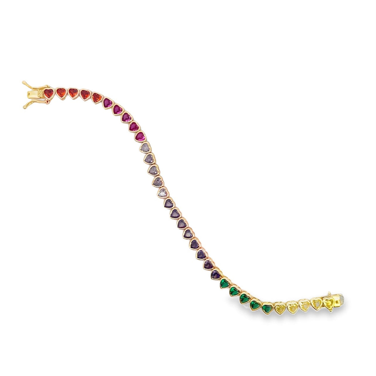 5mm Rainbow Bezel Heart Tennis Bracelet (G77A/I110)-0