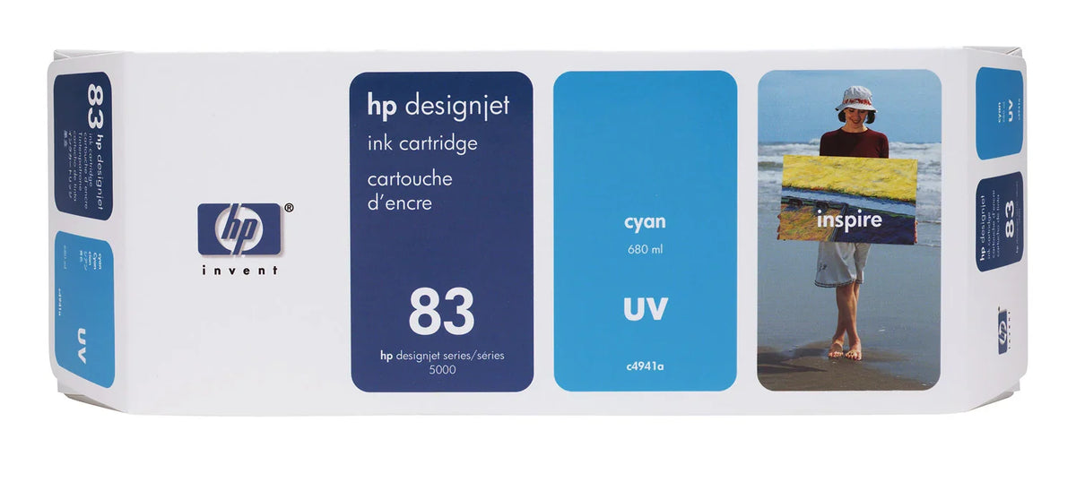Original HP 83 Standard Yield Cyan Ink Cartridge, C4941A-0