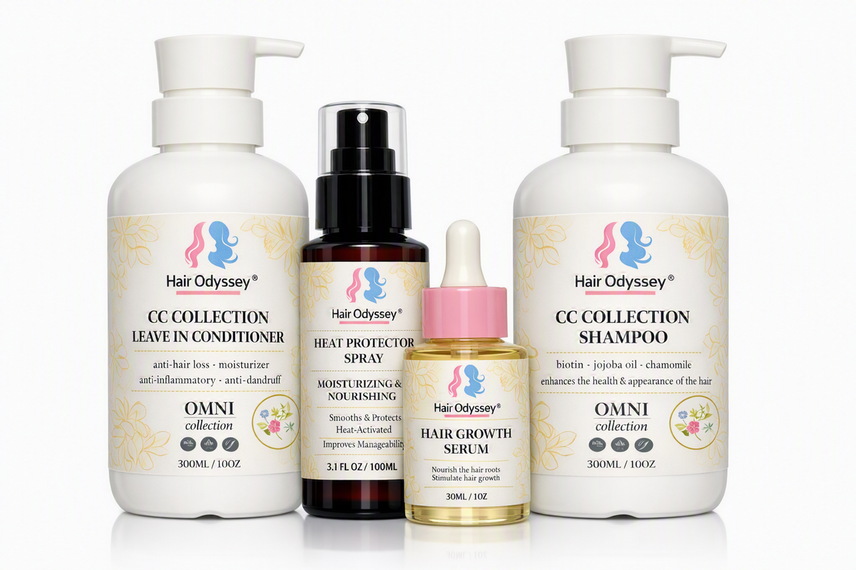 CC Collection 4-Piece Hair Care Bundle – Shampoo, Conditioner, Serum & Heat Protectant-0