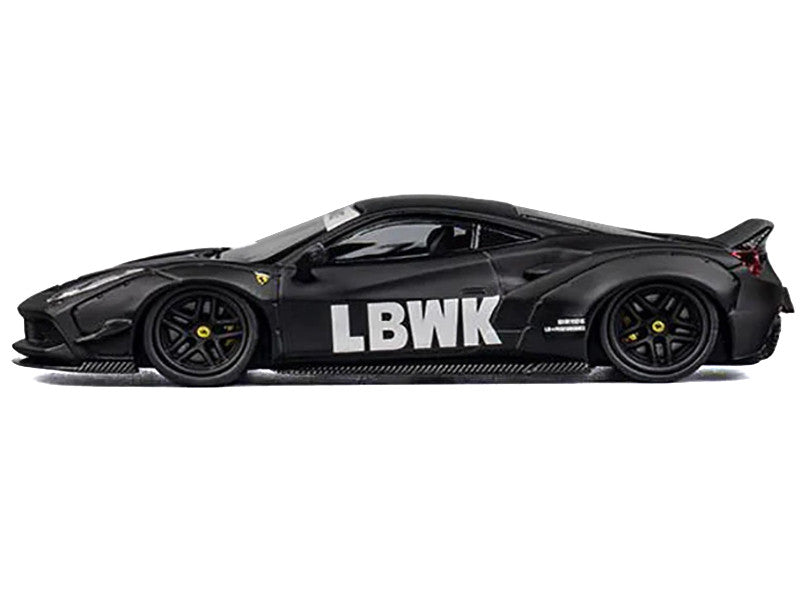 LB Works 488 "LBWK" Matt Black 1/64 Diecast Model Car by CM Model