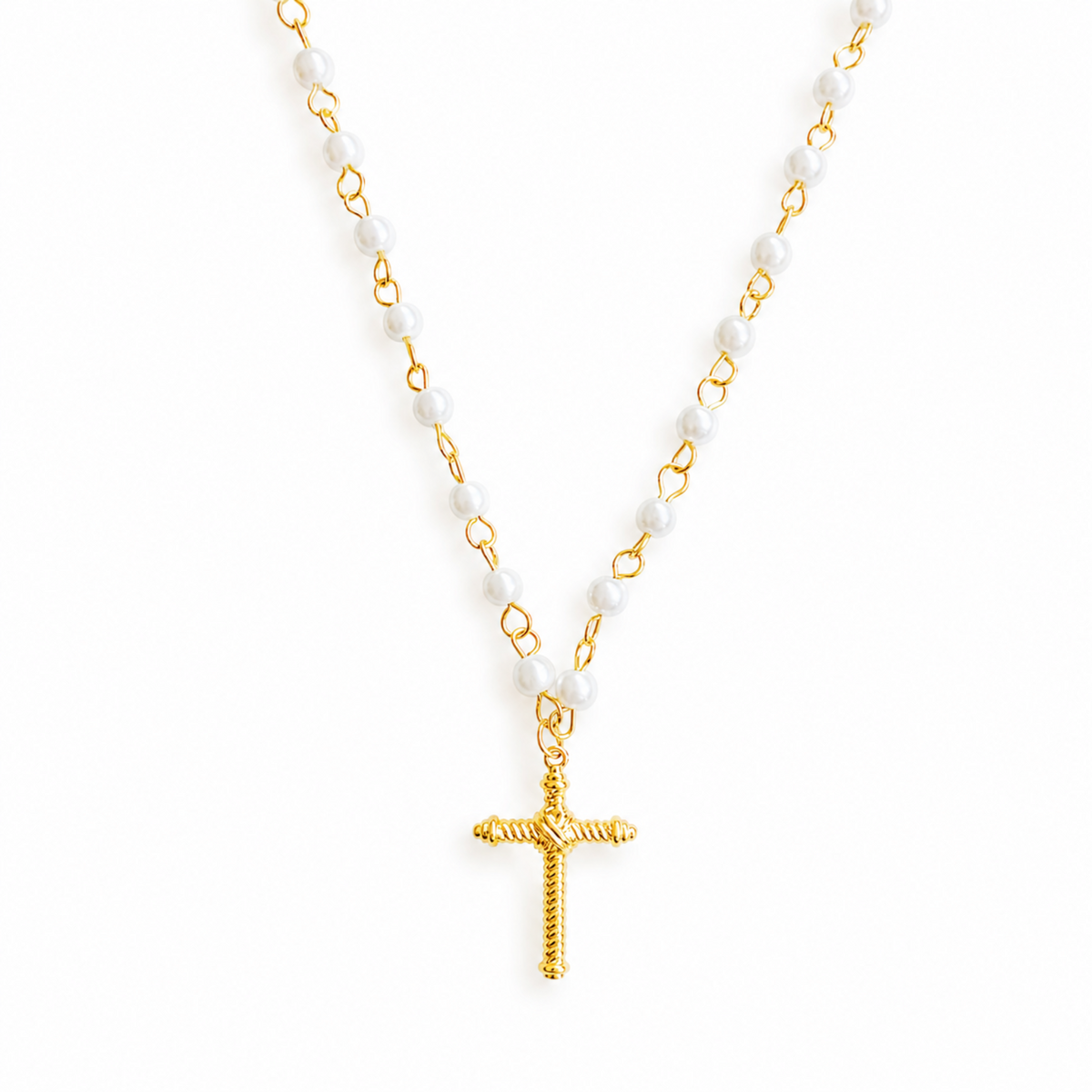 Cabled Cross Pendant Necklace-0