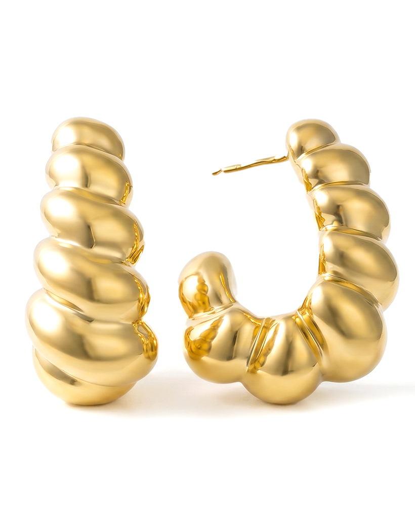 Catarina Sculptural Gold Earrings-0
