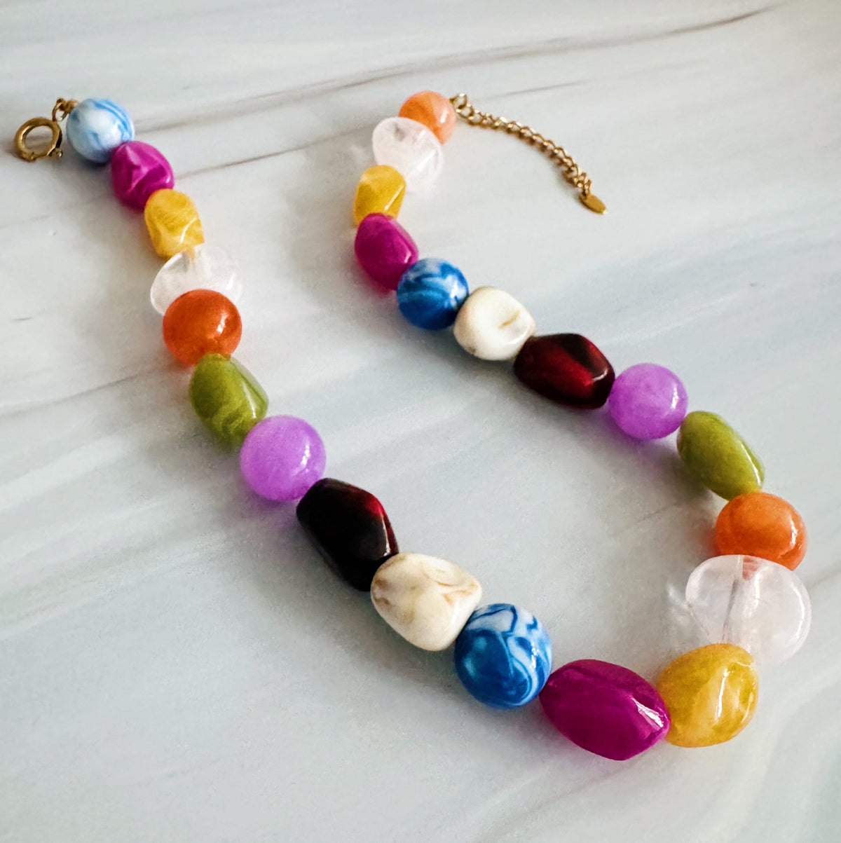 Color Pop Mixed Shape Beaded Necklace – Modern Statement-0