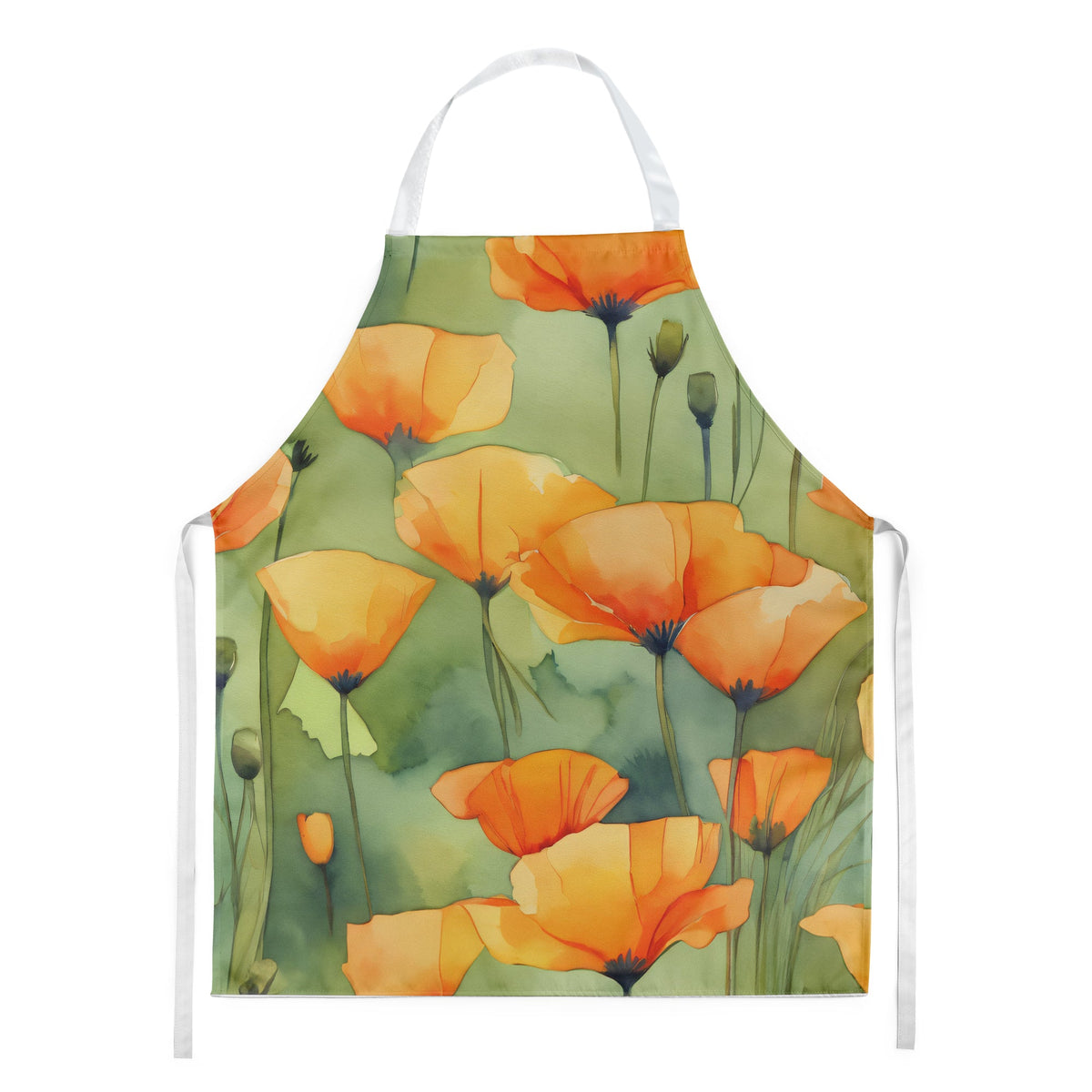 California Poppies in Watercolor Apron-0