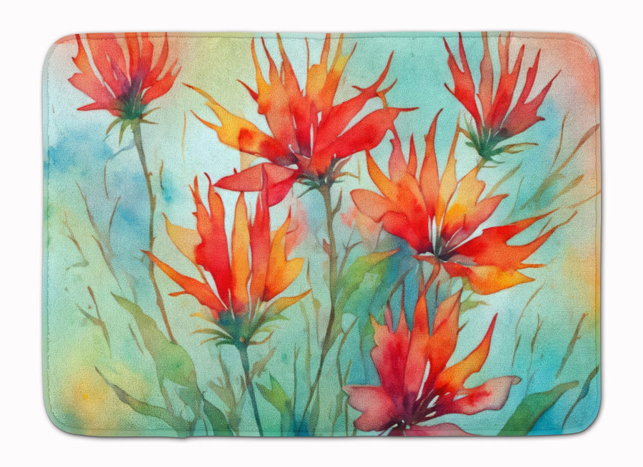 Wyoming Indian Paintbrush in Watercolor Memory Foam Kitchen Mat