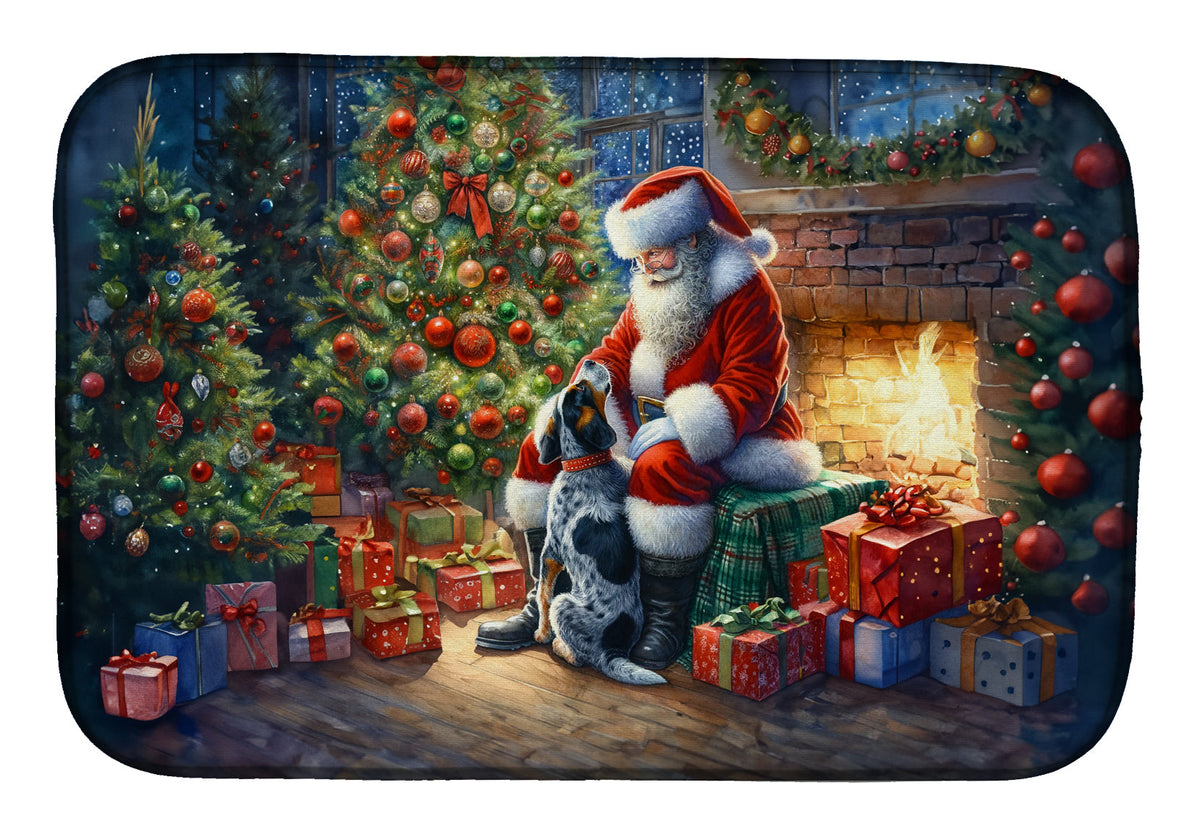 Bluetick Hound and Santa Claus Dish Drying Mat-0