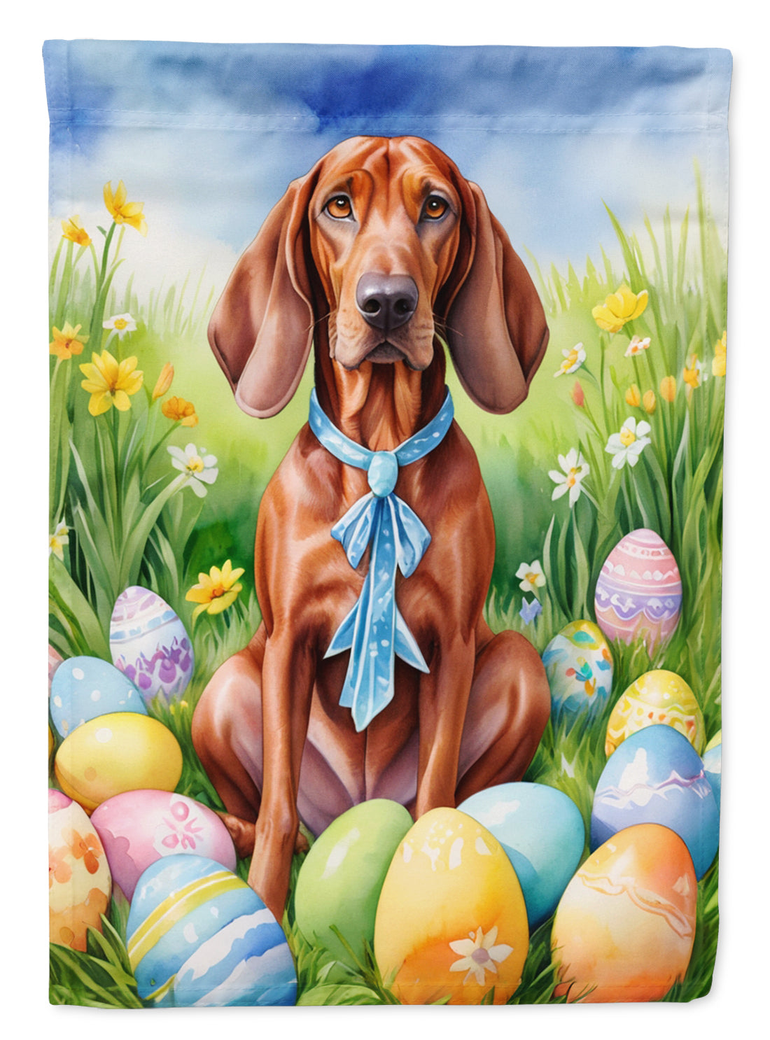 Redbone Coonhound Easter Egg Hunt Garden Flag-0