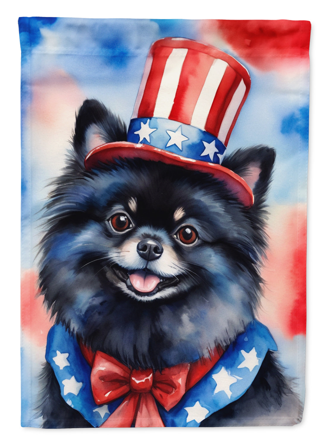 Pomeranian Patriotic American House Flag-0