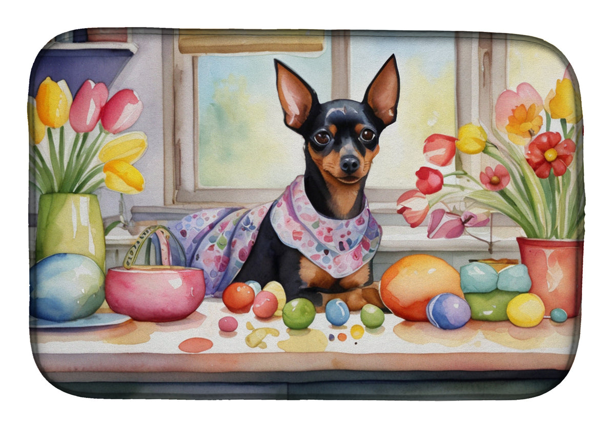 Decorating Easter Miniature Pinscher Dish Drying Mat-0