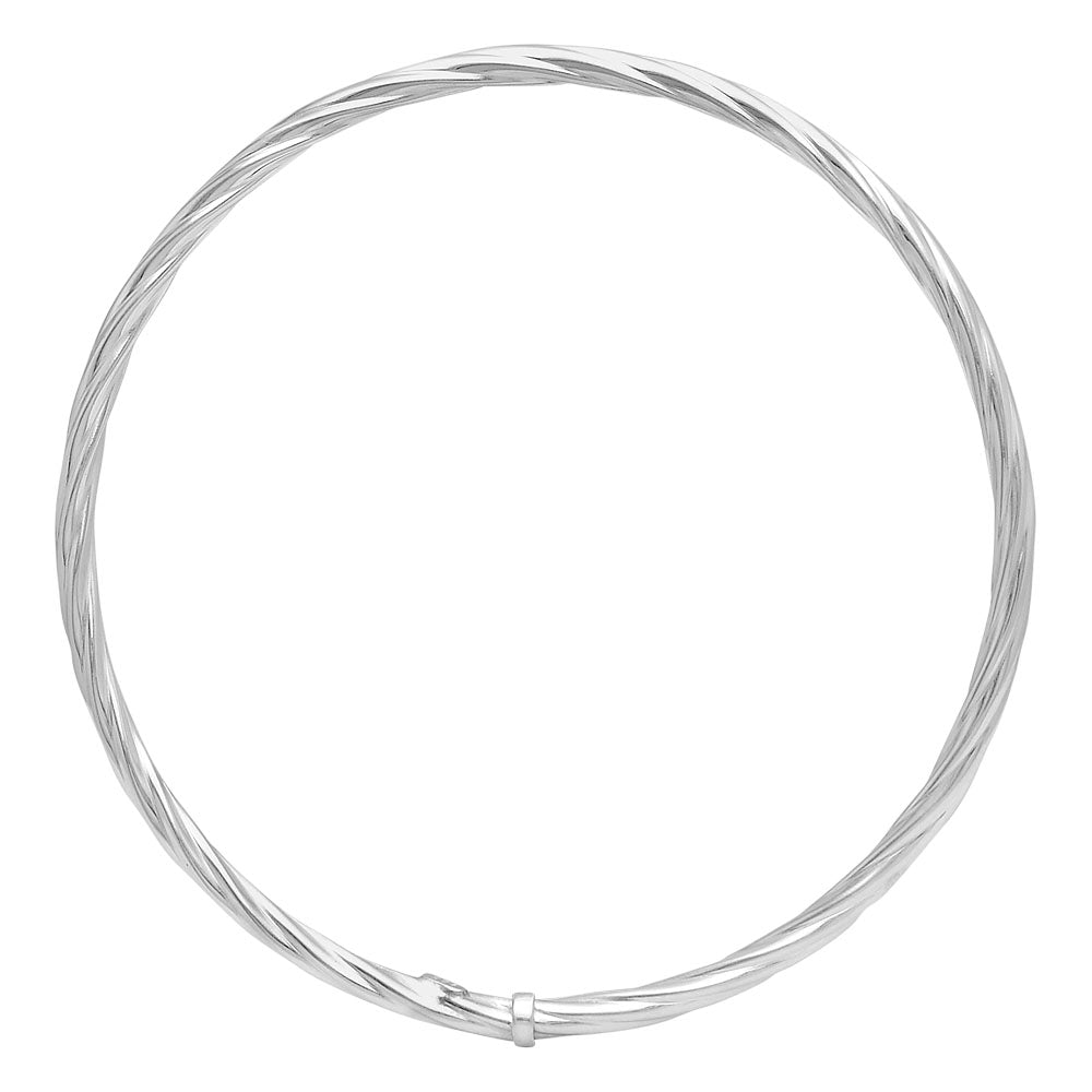Women’s 925 Sterling Silver Twist Bangle – Elegant Stackable Bracelet DGB1010-0