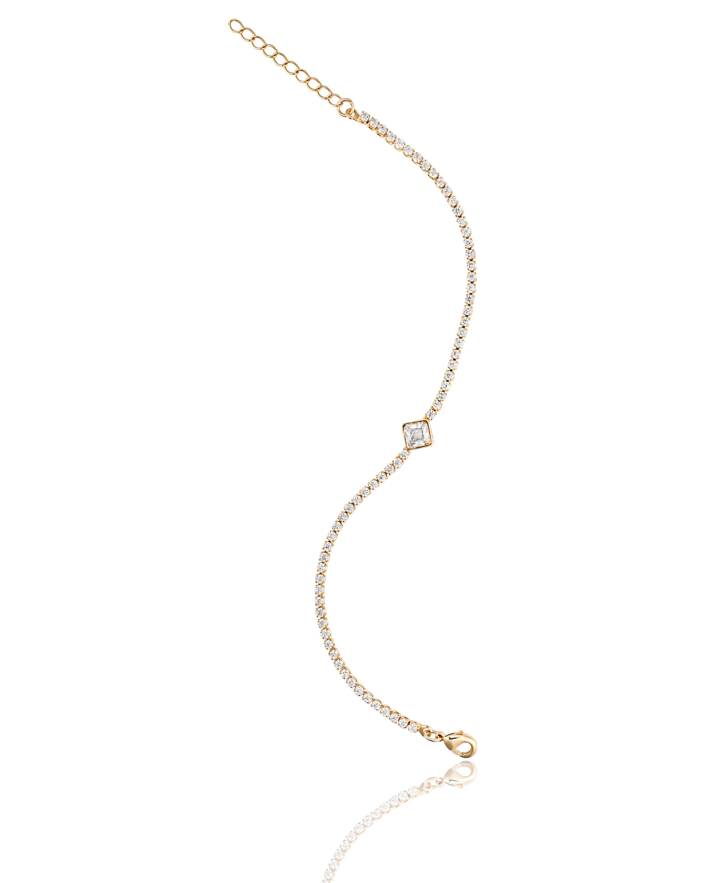 2mm Tennis Diamond Shape Stone Charm Bracelet (F236/I72B)-0
