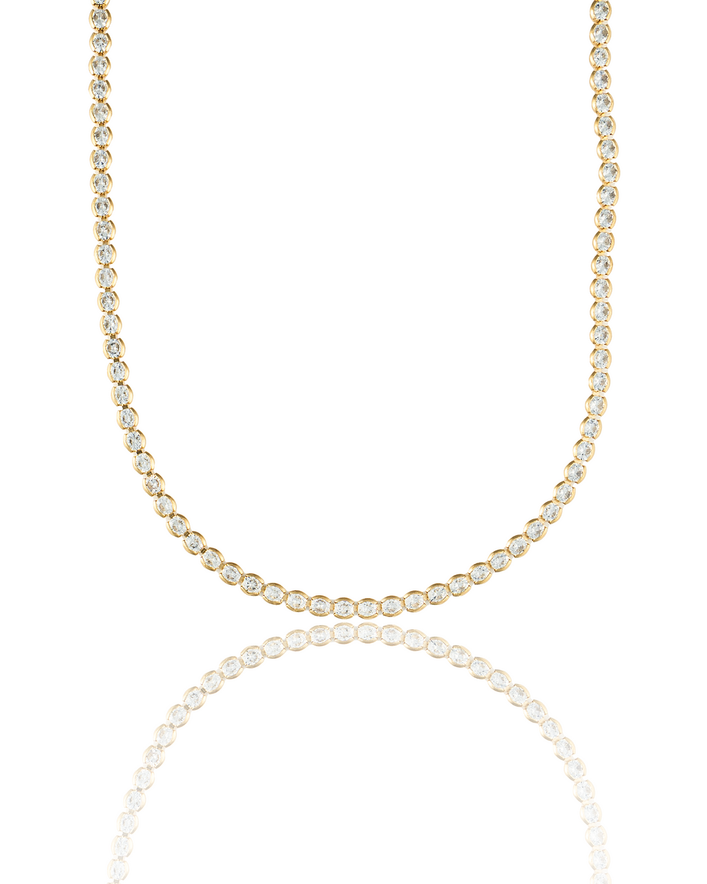 3mm Tennis Necklace Choker With Round Clear Cubic Zirconia Stones (G103)-0