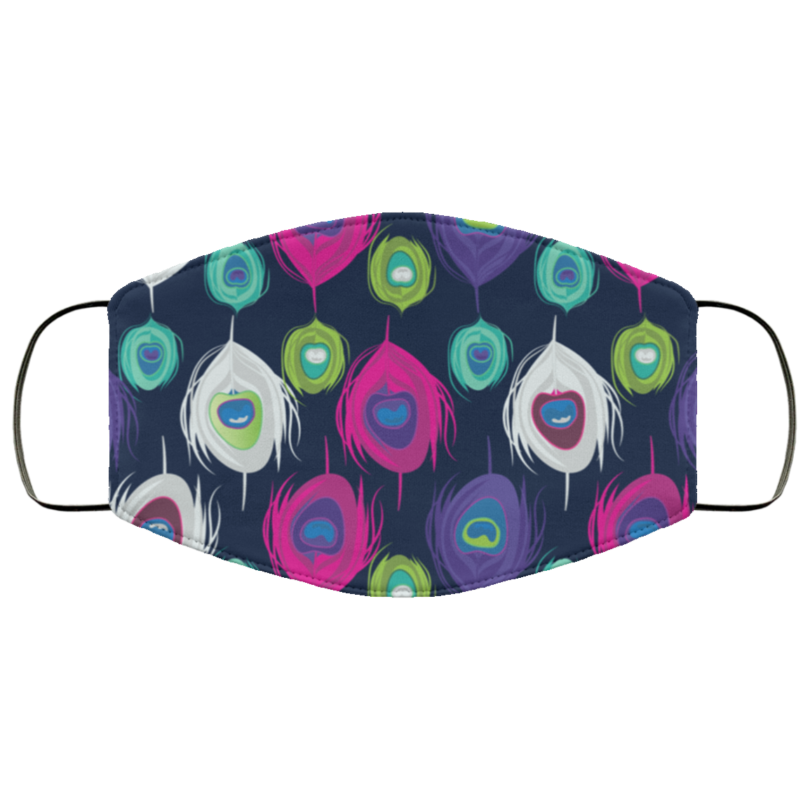Peacock Splash Face Mask W/Ear Loops-0