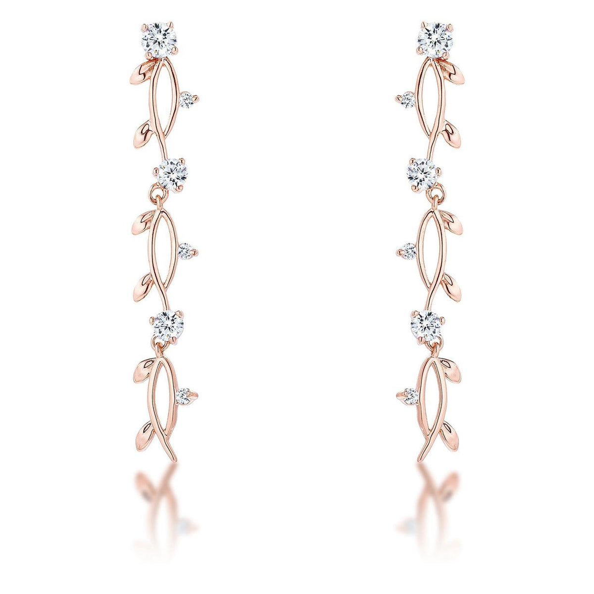 1.1Ct Vine Design Rose Gold Plated Earrings-0