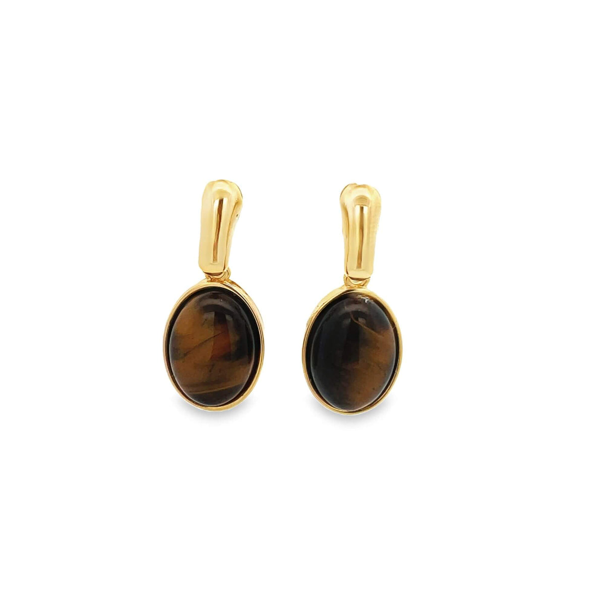Oval Natural Gemstone Drop Earrings (K198A)-1