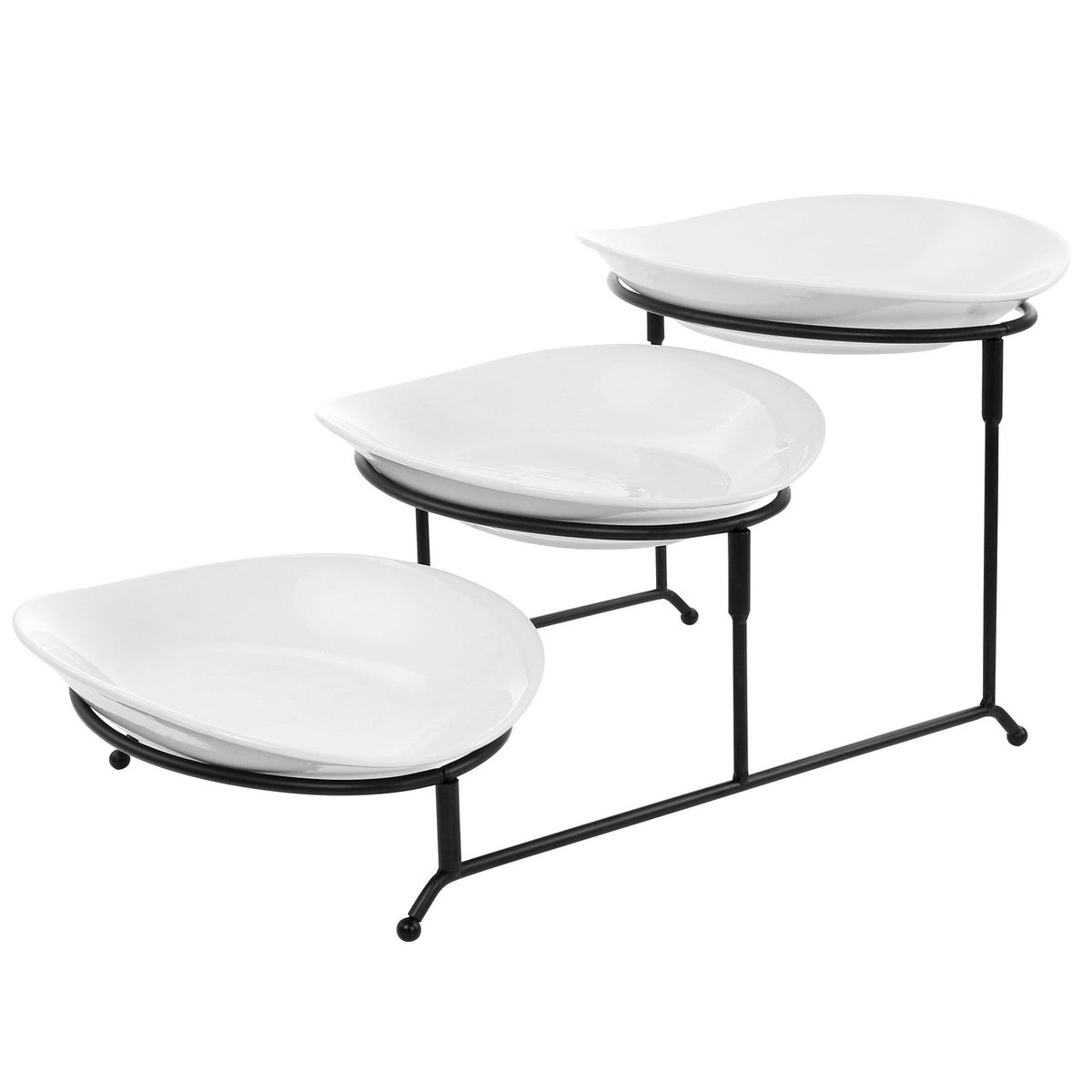 Elama 3 Tier Oval Plate Porcelain Serveware Set — image 1
