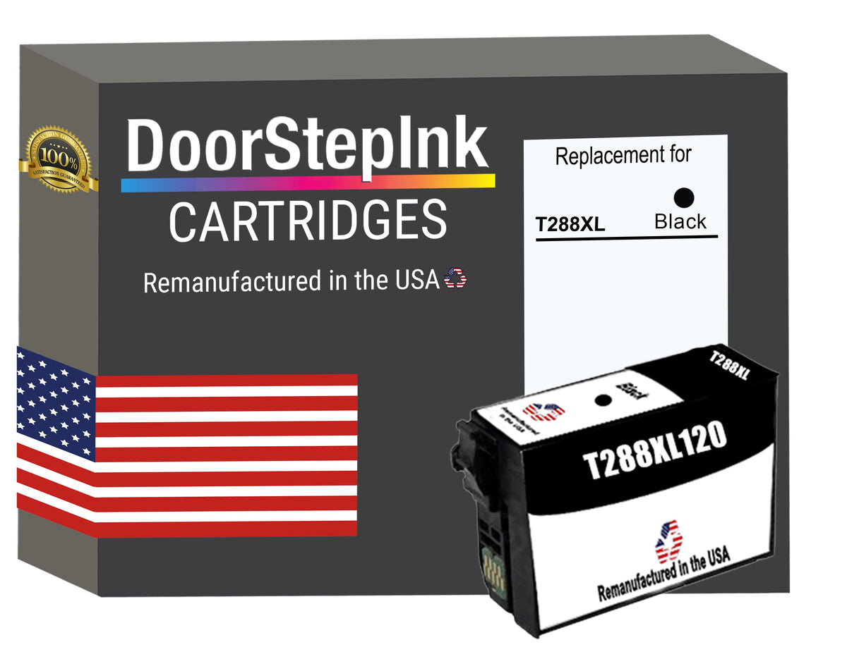 DoorStepInk Brand for Epson T288XL High Yield Black Remanufactured in USA Ink Cartridge, T288XL120-S-0
