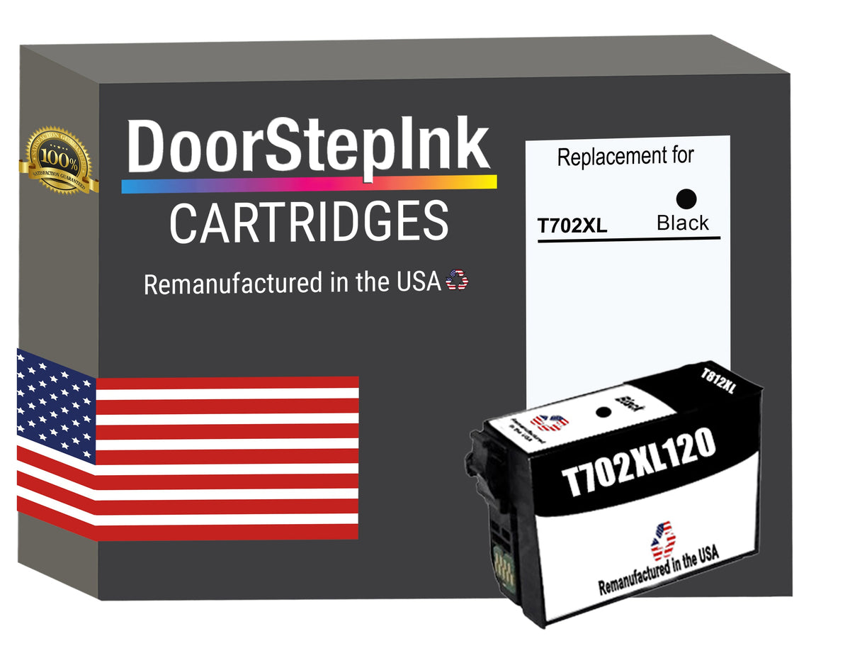 DoorStepInk for Epson T702XL Black Remanufactured in the USA Ink Cartridge, T702XL120-S-0