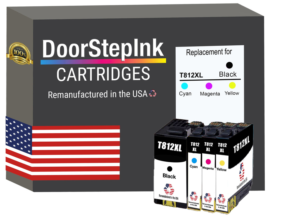 DoorStepInk Brand for Epson T812XL High Yield Remanufactured in USA Ink Cartridge,4-Pack-0