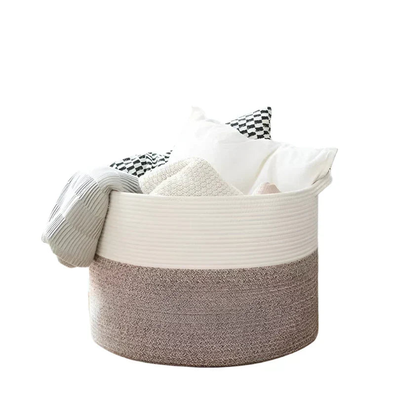 Extra Large Woven Cotton Rope Storage Basket-0