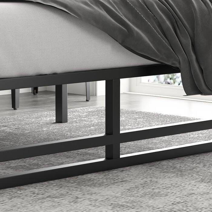 Full Size Black Metal Platform Bed Frame with Under-Bed Storage Space-0