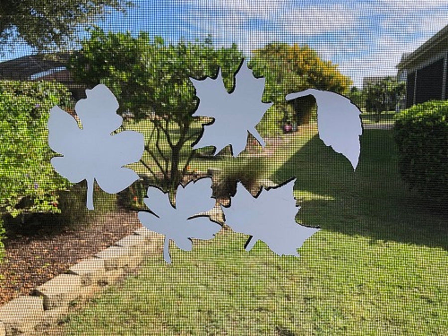 DCentral® Falling Leaves Flexible Vinyl Screen Magnets, Double-Sided. Safety White-Easier to See Day & Night. Helps to Stop Walking into Screens, for Non-RETRACTABLES, Size Varies by Leaf Avg 4" x 4"