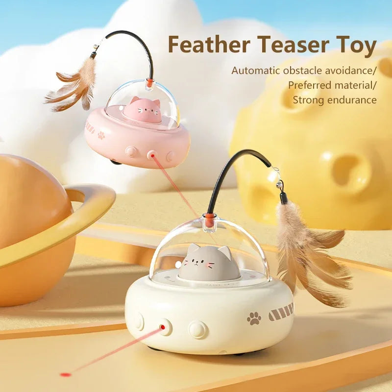 Feather Teaser Electric Cat Toy with Bell
