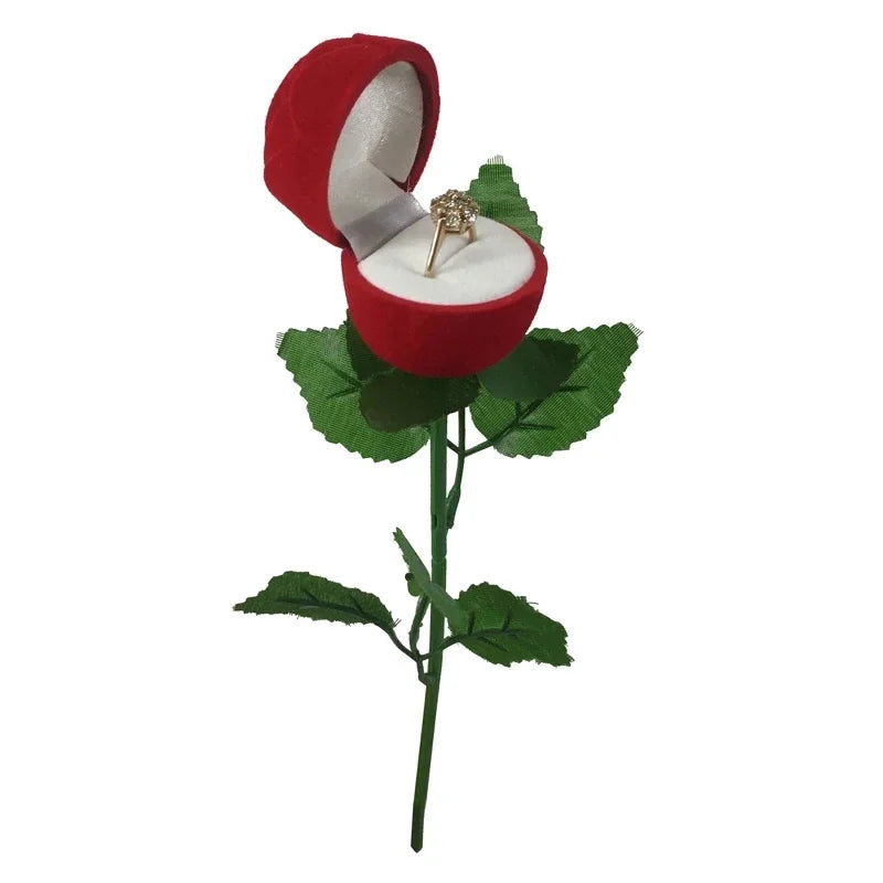 Flocked Rose Ring Storage Box For Engagement-0